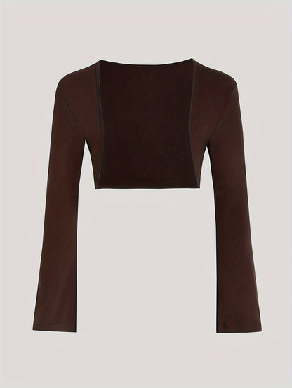 A Two-Piece Set Featuring a Short Crop Top with Long Sleeves And a Fitted Waistline Dress, Perfect for Spring And Autumn