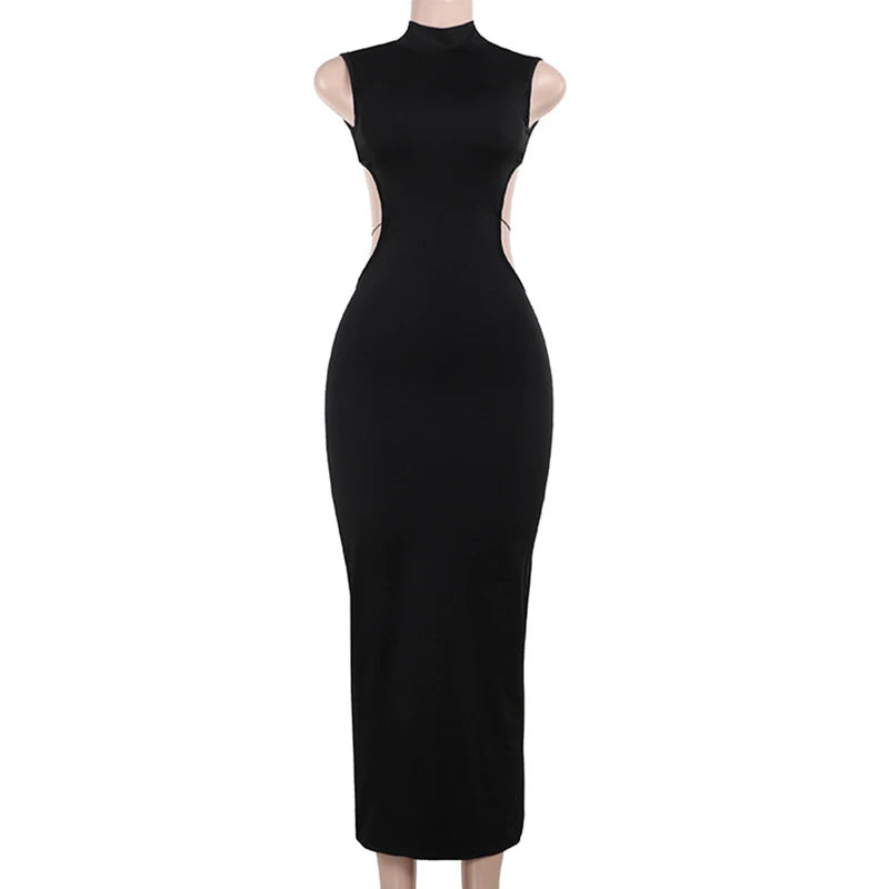 Backless Black Halter Dress – Sexy Sleeveless Maxi for Summer & Party Nights