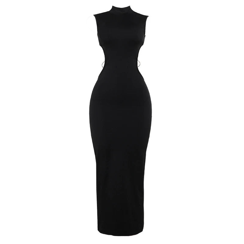 Backless Black Halter Dress – Sexy Sleeveless Maxi for Summer & Party Nights
