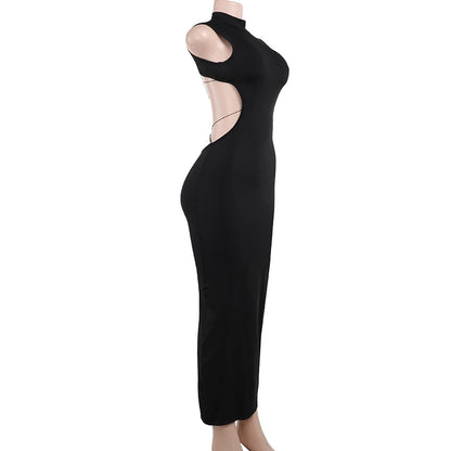 Backless Black Halter Dress – Sexy Sleeveless Maxi for Summer & Party Nights